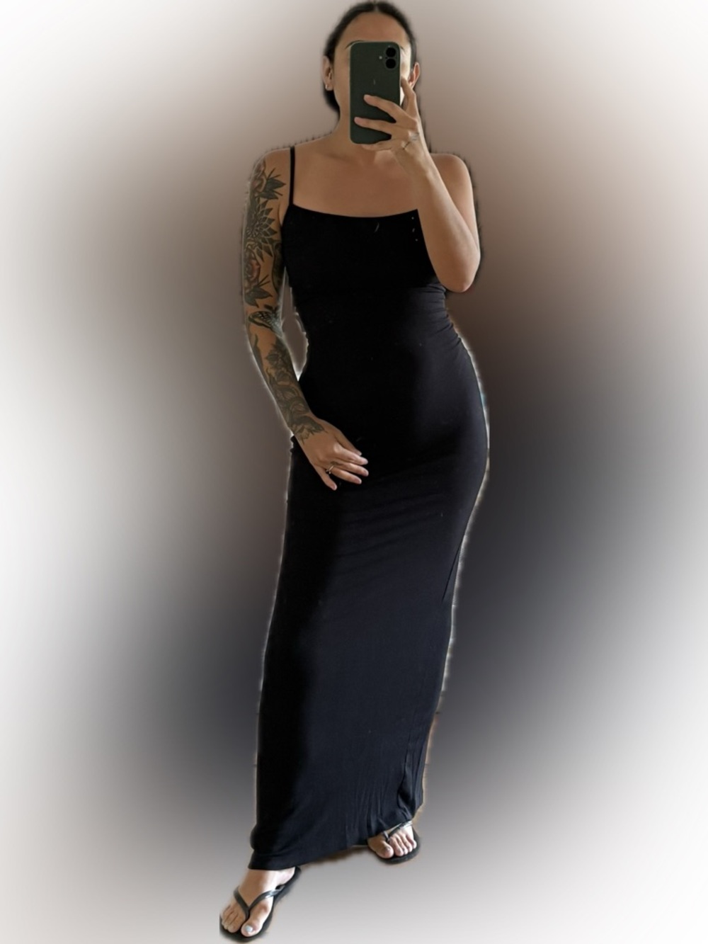 Black Ribbed Maxi Dress - Picture 6 of 6